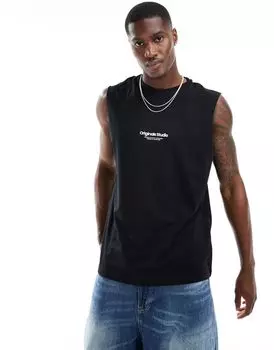 Jack & Jones – черный топ оверсайз с логотипом на груди