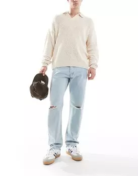 Jack & Jones – Chris – светло-голубые прямые джинсы с прорезями на коленях