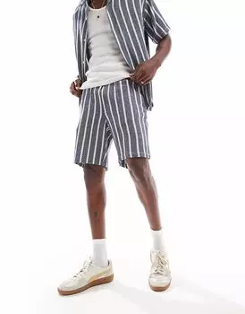 Jack & Jones coord текстурные шорты в тёмно-синюю полоску