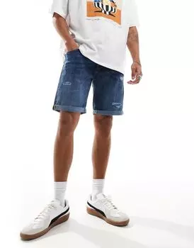 Jack & Jones - Джинсовые шорты среднего синего цвета со слезами