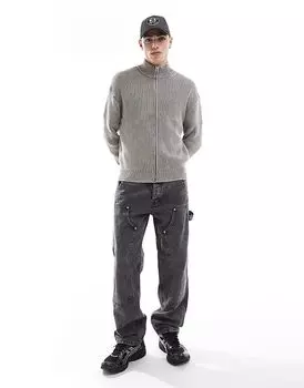 Jack & Jones – Eddie – Свободные джинсы-художники черного цвета с потертостями