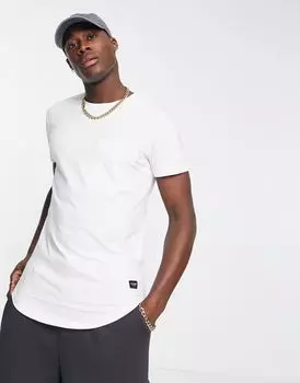 Jack & Jones Essentials — черная футболка длинного кроя с закругленным краем и карманом