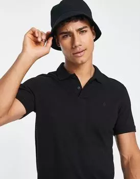Jack & Jones – Essentials – Черная стеганая рубашка-поло с логотипом бренда
