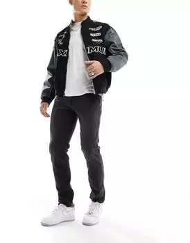 Jack & Jones Essentials – Mike – черные потертые зауженные джинсы