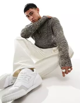 Jack & Jones - Essentials - Серый меланжевый свитер в рубчик