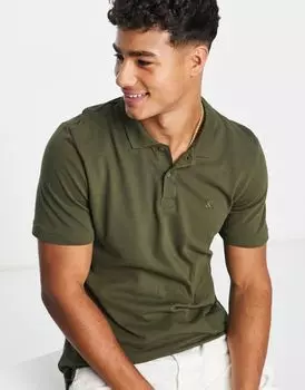 Jack & Jones Essentials — узкая зеленая рубашка-поло из пике с логотипом