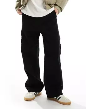 Jack & Jones – Evan – Черные очень большие армейские брюки