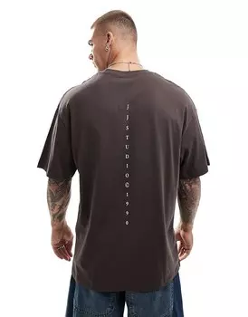 Jack & Jones — футболка оверсайз шоколадно-коричневого цвета с принтом Studio на спине