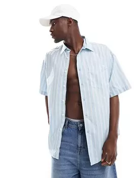 Jack & Jones – голубая рубашка оверсайз в полоску с короткими рукавами