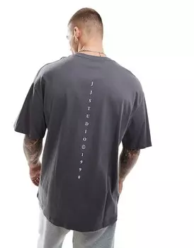 Jack & Jones – графитовая футболка оверсайз с принтом Studio на спине