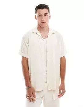 Jack & Jones Кардиган оверсайз с кубинским воротником цвета экрю