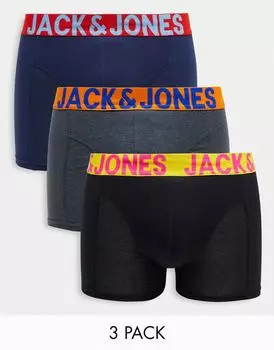 Jack & Jones – Комплект из 3 пар боксеров на резинке контрастного цвета