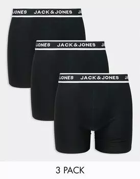 Jack & Jones – комплект из 3 пар черных боксеров удлиненного кроя