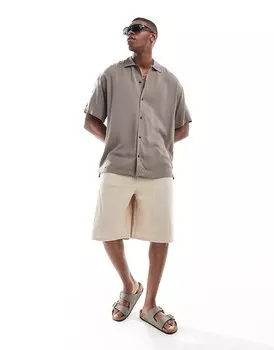 Jack & Jones – коричневая рубашка из вискозы
