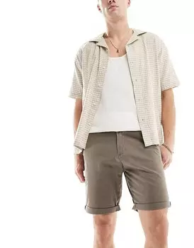 Jack & Jones – Коричневые короткие брюки чинос