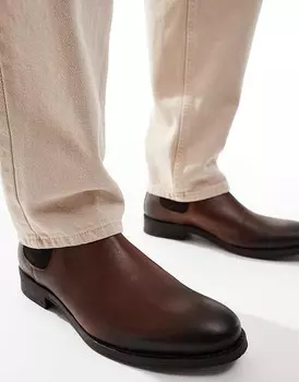 Jack & Jones – коричневые кожаные ботинки челси