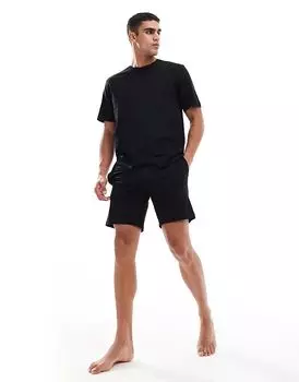 Jack & Jones – Короткая трикотажная пижама черного цвета