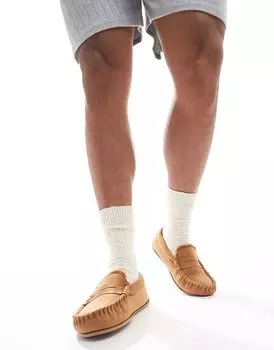 Jack & Jones – Мокасины-тапочки из искусственной замши светло-коричневого цвета