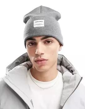Jack & Jones – Объемная вязаная шапка серого цвета в крапинку