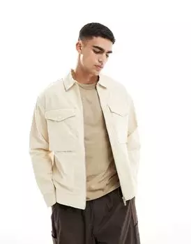 Jack & Jones Premium - Куртка из твила бежевого цвета с множеством карманов