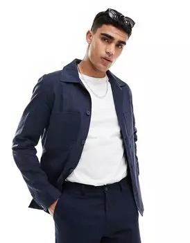 Jack & Jones Premium – темно-синий пиджак из смесового льна