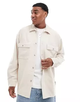 Jack & Jones – рубашка Oversize из шнура бежевого цвета