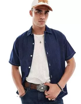 Jack & Jones – рубашка свободного кроя с короткими рукавами, темный индиго