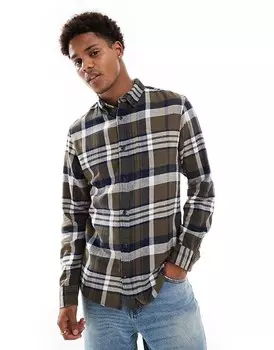 Jack & Jones — рубашка в клетку цвета хаки с начесом