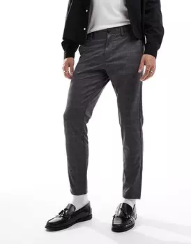 Jack & Jones – серые элегантные приталенные брюки в клетку
