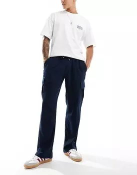 Jack & Jones - Широкие брюки из смесового льна темно-синего цвета
