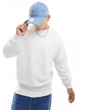 Jack & Jones — супер-оверсайз-толстовка белого меланжевого цвета с круглым вырезом
