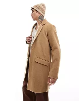 Jack & Jones – светло-коричневое пальто из смесовой шерсти