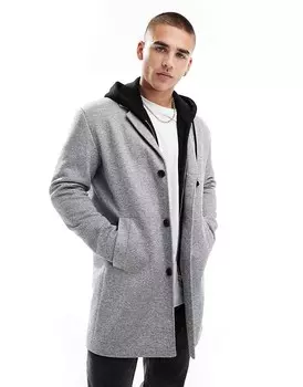 Jack & Jones – светло-серое пальто из меланжевого джерси