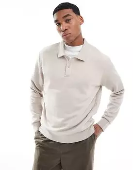 Jack & Jones – Свитшот бежевого цвета с воротником-поло
