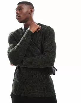 Jack & Jones – толстый темно-зеленый свитер оверсайз из смесовой пряжи