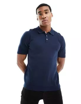 Jack & Jones - Трикотажная рубашка-поло темно-синего цвета