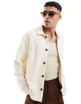 Jack & Jones — трикотажная рубашка практичного фактурного кремового цвета