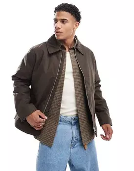 Jack & Jones – утепленная хлопковая плотницкая куртка с воротником коричневого цвета