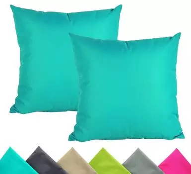 JACK Набор из 2 чехлов для уличной подушки размером 40 x 40 см. Водонепроницаемая подушка для сиденья. Подушка для отдыха. Садовый стул. Эффект лотоса. Цвет: Бирюзовый.