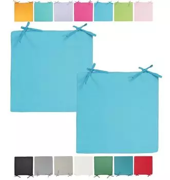 JACK Подушка для уличного стула 40x40 см. Подушка для отдыха. Водонепроницаемая подушка для сиденья. Эффект садового лотоса. Цвет: Голубой. Количество: 2x, светло-синий