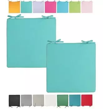 JACK Подушка для уличного стула 40x40 см. Подушка для отдыха. Водонепроницаемая подушка для сиденья. Эффект садового лотоса. Цвет: Аква, Количество: 2x