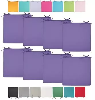 JACK Подушка для уличного стула 40x40 см. Подушка для отдыха. Водонепроницаемая подушка для сиденья. Эффект садового лотоса. Цвет: Фиолетовый. Количество: 8x