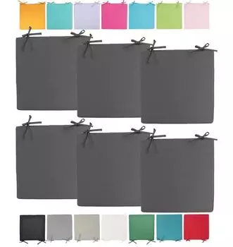 JACK Подушка для уличного стула 40x40 см Подушка для отдыха Водонепроницаемая подушка для сиденья Эффект садового лотоса, Цвет: Антрацит, Количество: 6x, серый