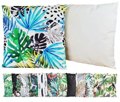 JACK Подушка с мотивом для улицы 45x45 см Декоративная подушка для отдыха с наполнителем из водоотталкивающей подушки для сиденья Садовый стул Цвет: Листья джунглей, белый