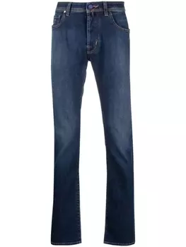 Jacob Cohn джинсы узкого кроя с вышитым логотипом, синий