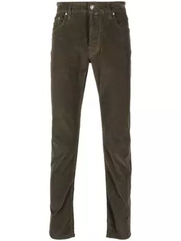 Jacob Cohn облегающие брюки из хлопкового вельвета, зеленый
