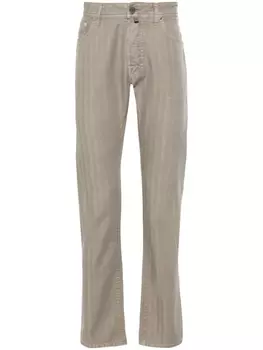 Jacob Cohn прямые брюки с узором в елочку, серый