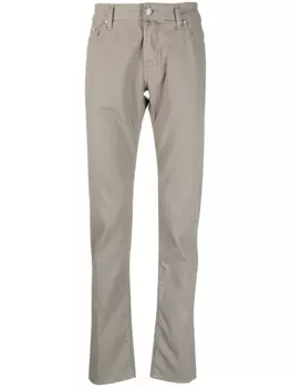 Jacob Cohn прямые брюки с вышитым логотипом, нейтральный цвет