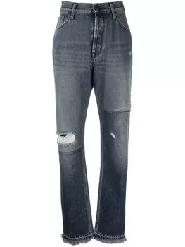 Jacob Cohn прямые джинсы с эффектом потертости и завышенной талией, синий