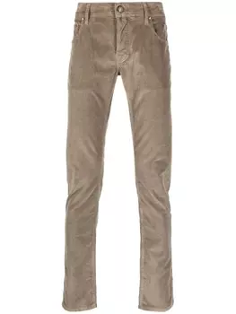 Jacob Cohn узкие брюки с заниженной талией, нейтральный цвет